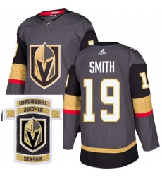 Adidas Golden Knights #19 Reilly Smith Grey Home Authentic Stitched NHL Inaugural Season Patch Jersey Adidas Golden Knights #19 Reilly Smith Grey Home Authentic Stitched NHL Inaugural Season Patch Jersey