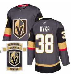 Adidas Golden Knights #38 Tomas Hyka Grey Home Authentic Stitched NHL Inaugural Season Patch Jersey Adidas Golden Knights #38 Tomas Hyka Grey Home Authentic Stitched NHL Inaugural Season Patch Jersey
