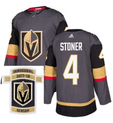 Adidas Golden Knights #4 Clayton Stoner Grey Home Authentic Stitched NHL Inaugural Season Patch Jersey Adidas Golden Knights #4 Clayton Stoner Grey Home Authentic Stitched NHL Inaugural Season Patch Jersey