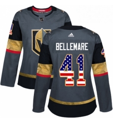 Womens Adidas Vegas Golden Knights 41 Pierre Edouard Bellemare Authentic Gray USA Flag Fashion NHL Jersey Womens Adidas Vegas Golden Knights 41 Pierre Edouard Bellemare Authentic Gray USA Flag Fashion NHL Jersey