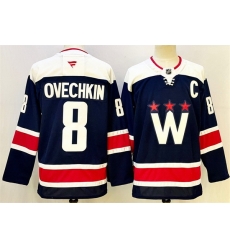 Men Washington Capitals 8 Alexander Ovechkin Navy With C Patch Stitched Hockey Jersey