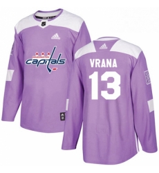 Mens Adidas Washington Capitals 13 Jakub Vrana Authentic Purple Fights Cancer Practice NHL Jersey Mens Adidas Washington Capitals 13 Jakub Vrana Authentic Purple Fights Cancer Practice NHL Jersey