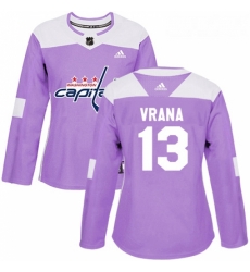 Womens Adidas Washington Capitals 13 Jakub Vrana Authentic Purple Fights Cancer Practice NHL Jersey Womens Adidas Washington Capitals 13 Jakub Vrana Authentic Purple Fights Cancer Practice NHL Jersey