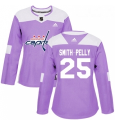 Womens Adidas Washington Capitals 25 Devante Smith Pelly Authentic Purple Fights Cancer Practice NHL Jersey Womens Adidas Washington Capitals 25 Devante Smith Pelly Authentic Purple Fights Cancer Practice NHL Jersey
