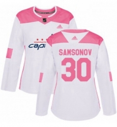 Womens Adidas Washington Capitals 30 Ilya Samsonov Authentic WhitePink Fashion NHL Jersey Womens Adidas Washington Capitals 30 Ilya Samsonov Authentic WhitePink Fashion NHL Jersey