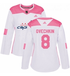 Womens Adidas Washington Capitals 8 Alex Ovechkin Authentic WhitePink Fashion NHL Jersey Womens Adidas Washington Capitals 8 Alex Ovechkin Authentic WhitePink Fashion NHL Jersey