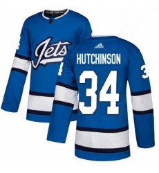 Mens Adidas Winnipeg Jets 34 Michael Hutchinson Authentic Blue Alternate NHL Jersey Mens Adidas Winnipeg Jets 34 Michael Hutchinson Authentic Blue Alternate NHL Jersey