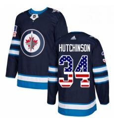 Mens Adidas Winnipeg Jets 34 Michael Hutchinson Authentic Navy Blue USA Flag Fashion NHL Jersey Mens Adidas Winnipeg Jets 34 Michael Hutchinson Authentic Navy Blue USA Flag Fashion NHL Jersey