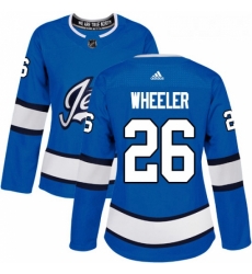 Womens Adidas Winnipeg Jets 26 Blake Wheeler Authentic Blue Alternate NHL Jersey Womens Adidas Winnipeg Jets 26 Blake Wheeler Authentic Blue Alternate NHL Jersey