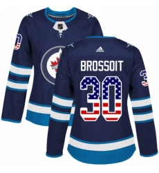 Womens Adidas Winnipeg Jets 30 Laurent Brossoit Authentic Navy Blue USA Flag Fashion NHL Jersey Womens Adidas Winnipeg Jets 30 Laurent Brossoit Authentic Navy Blue USA Flag Fashion NHL Jersey