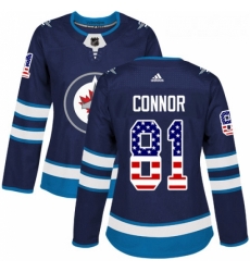 Womens Adidas Winnipeg Jets 81 Kyle Connor Authentic Navy Blue USA Flag Fashion NHL Jersey Womens Adidas Winnipeg Jets 81 Kyle Connor Authentic Navy Blue USA Flag Fashion NHL Jersey