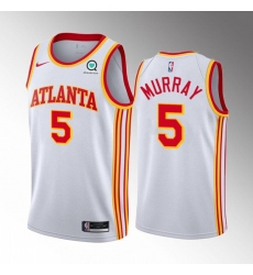 Men Atlanta Hawks 5 Dejounte Murray White Stitched Jersey Men Atlanta Hawks 5 Dejounte Murray White Stitched Jersey