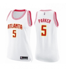 Womens Atlanta Hawks 5 Jabari Parker Swingman White Pink Fashion Basketball Jerse Womens Atlanta Hawks 5 Jabari Parker Swingman White Pink Fashion Basketball Jerse