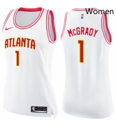 Womens Nike Atlanta Hawks 1 Tracy Mcgrady Swingman WhitePink Fashion NBA Jersey Womens Nike Atlanta Hawks 1 Tracy Mcgrady Swingman WhitePink Fashion NBA Jersey