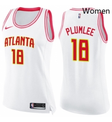 Womens Nike Atlanta Hawks 18 Miles Plumlee Swingman WhitePink Fashion NBA Jersey Womens Nike Atlanta Hawks 18 Miles Plumlee Swingman WhitePink Fashion NBA Jersey