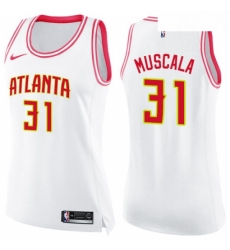 Womens Nike Atlanta Hawks 31 Mike Muscala Swingman WhitePink Fashion NBA Jersey Womens Nike Atlanta Hawks 31 Mike Muscala Swingman WhitePink Fashion NBA Jersey