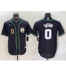 Men Boston Celtics 0 Jayson Tatum Black With Patch Stitched Baseball Jersey 1 Men Boston Celtics 0 Jayson Tatum Black With Patch Stitched Baseball Jersey 1