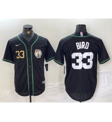 Men Boston Celtics 33 Larry Bird Black With Patch Stitched Baseball Jersey 2 Men Boston Celtics 33 Larry Bird Black With Patch Stitched Baseball Jersey 2