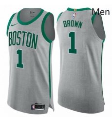 Mens Nike Boston Celtics 1 Walter Brown Authentic Gray NBA Jersey City Edition Mens Nike Boston Celtics 1 Walter Brown Authentic Gray NBA Jersey City Edition