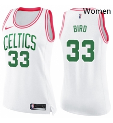 Womens Nike Boston Celtics 33 Larry Bird Swingman WhitePink Fashion NBA Jersey Womens Nike Boston Celtics 33 Larry Bird Swingman WhitePink Fashion NBA Jersey