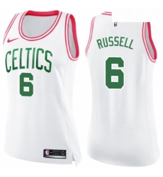 Womens Nike Boston Celtics 6 Bill Russell Swingman WhitePink Fashion NBA Jersey Womens Nike Boston Celtics 6 Bill Russell Swingman WhitePink Fashion NBA Jersey
