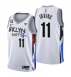 Men Brooklyn Nets 11 Kyrie Irving White 2022 23 City Edition With NO 6 Patch Stitched Basketball Jersey Men Brooklyn Nets 11 Kyrie Irving White 2022 23 City Edition With NO 6 Patch Stitched Basketball Jersey