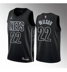 Men Brooklyn Nets 22 Jalen Wilson Black 2023 Draft Statement Edition Stitched Basketball Jersey Men Brooklyn Nets 22 Jalen Wilson Black 2023 Draft Statement Edition Stitched Basketball Jersey