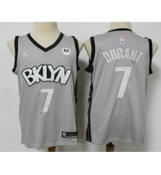 Men Brooklyn Nets 7 Kevin Durant Light Grey 2021 Brand Jordan Swingman Stitched NBA Jersey With NEW Sponsor Logo Men Brooklyn Nets 7 Kevin Durant Light Grey 2021 Brand Jordan Swingman Stitched NBA Jersey With NEW Sponsor Logo