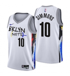 Men's Brooklyn Nets #10 Ben Simmons 2022-23 White City Edition Stitched Basketball Jersey Men's Brooklyn Nets #10 Ben Simmons 2022-23 White City Edition Stitched Basketball Jersey
