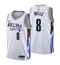 Men's Brooklyn Nets #8 Patty Mills 2022-23 White City Edition Stitched Basketball Jersey Men's Brooklyn Nets #8 Patty Mills 2022-23 White City Edition Stitched Basketball Jersey