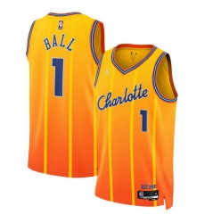 Men Charlotte Hornets 1 LaMelo Ball Orange 2025 26 City Edition Stitched Basketball Jersey
