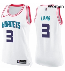 Womens Nike Charlotte Hornets 3 Jeremy Lamb Swingman WhitePink Fashion NBA Jersey Womens Nike Charlotte Hornets 3 Jeremy Lamb Swingman WhitePink Fashion NBA Jersey