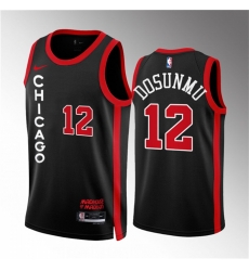 Men Chicago Bulls 12 Ayo Dosunmu Black 2023 24 City Edition Stitched Basketball Jersey Men Chicago Bulls 12 Ayo Dosunmu Black 2023 24 City Edition Stitched Basketball Jersey