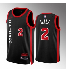Men Chicago Bulls 2 Lonzo Ball Black 2023 24 City Edition Stitched Basketball Jersey Men Chicago Bulls 2 Lonzo Ball Black 2023 24 City Edition Stitched Basketball Jersey