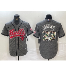 Men Chicago Bulls 23 Michael Jordan Gray Camo Cool Base Stitched Baseball Jersey 3 Men Chicago Bulls 23 Michael Jordan Gray Camo Cool Base Stitched Baseball Jersey 3