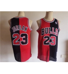 Men Chicago Bulls 23 Michael Jordan Red Black Split Throwback Stitched Jersey Men Chicago Bulls 23 Michael Jordan Red Black Split Throwback Stitched Jersey