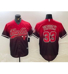 Men Chicago Bulls 33 Scottie Pippen Red Black With Patch Cool Base Stitched Baseball jerseys 7 Men Chicago Bulls 33 Scottie Pippen Red Black With Patch Cool Base Stitched Baseball jerseys 7