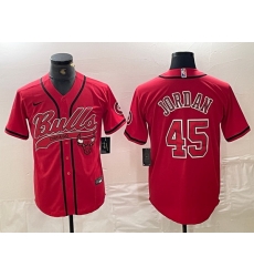 Men Chicago Bulls 45 Michael Jordan Red Cool Base Stitched Baseball Jersey Men Chicago Bulls 45 Michael Jordan Red Cool Base Stitched Baseball Jersey