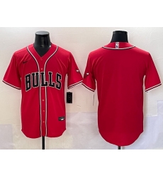 Men Chicago Bulls Blank Red Cool Base Stitched Baseball Jersey