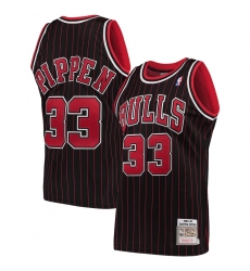 Men Mitchell & Ness Scottie Pippen Black Chicago Bulls Strips Jersey Men Mitchell & Ness Scottie Pippen Black Chicago Bulls Strips Jersey