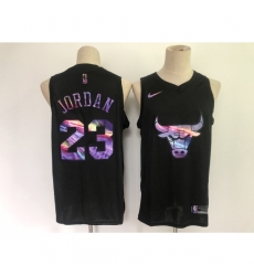 Men's Chicago Bulls #23 Michael Jordan Black Iridescent Holographic 2021 Jersey Men's Chicago Bulls #23 Michael Jordan Black Iridescent Holographic 2021 Jersey