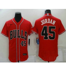 Men's Chicago Bulls #45 Michael Jordan Red Stitched Flex Base Nike Baseball Jersey Men's Chicago Bulls #45 Michael Jordan Red Stitched Flex Base Nike Baseball Jersey