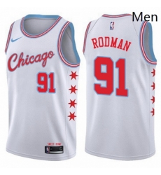 Mens Nike Chicago Bulls 91 Dennis Rodman Swingman White NBA Jersey City Edition Mens Nike Chicago Bulls 91 Dennis Rodman Swingman White NBA Jersey City Edition
