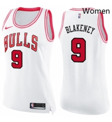 Womens Nike Chicago Bulls 9 Antonio Blakeney Swingman White Pink Fashion NBA Jersey Womens Nike Chicago Bulls 9 Antonio Blakeney Swingman White Pink Fashion NBA Jersey