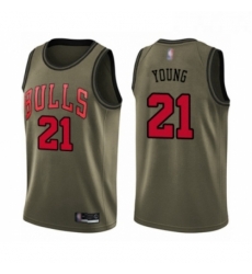 Youth Chicago Bulls 21 Thaddeus Young Swingman Green Salute to Service Basketball Jersey Youth Chicago Bulls 21 Thaddeus Young Swingman Green Salute to Service Basketball Jersey