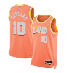 Men Cleveland Cavaliers 10 Darius Garland Orange 2025 26 City Edition Stitched Jersey