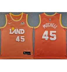 Men Cleveland Cavaliers 45 Donovan Mitchell Orange 2025 City Edition Stitched Jersey Men Cleveland Cavaliers 45 Donovan Mitchell Orange 2025 City Edition Stitched Jersey