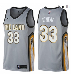 Youth Nike Cleveland Cavaliers 33 Shaquille ONeal Swingman Gray NBA Jersey City Edition Youth Nike Cleveland Cavaliers 33 Shaquille ONeal Swingman Gray NBA Jersey City Edition