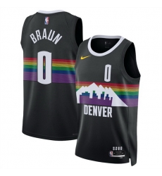 Men Denver Nuggets 0 Christian Braun Black 2025 26 City Edition Stitched Basketball Jersey
