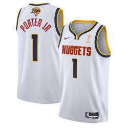 Men Denver Nuggets 1 Michael Porter Jr  White 2023 Finals Association Edition Stitched Basketball Jersey